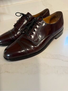 COLE HAAN Mens Dress Shoes | Caldwell Burgundy Leather Cap Toe Oxfords Size 10D